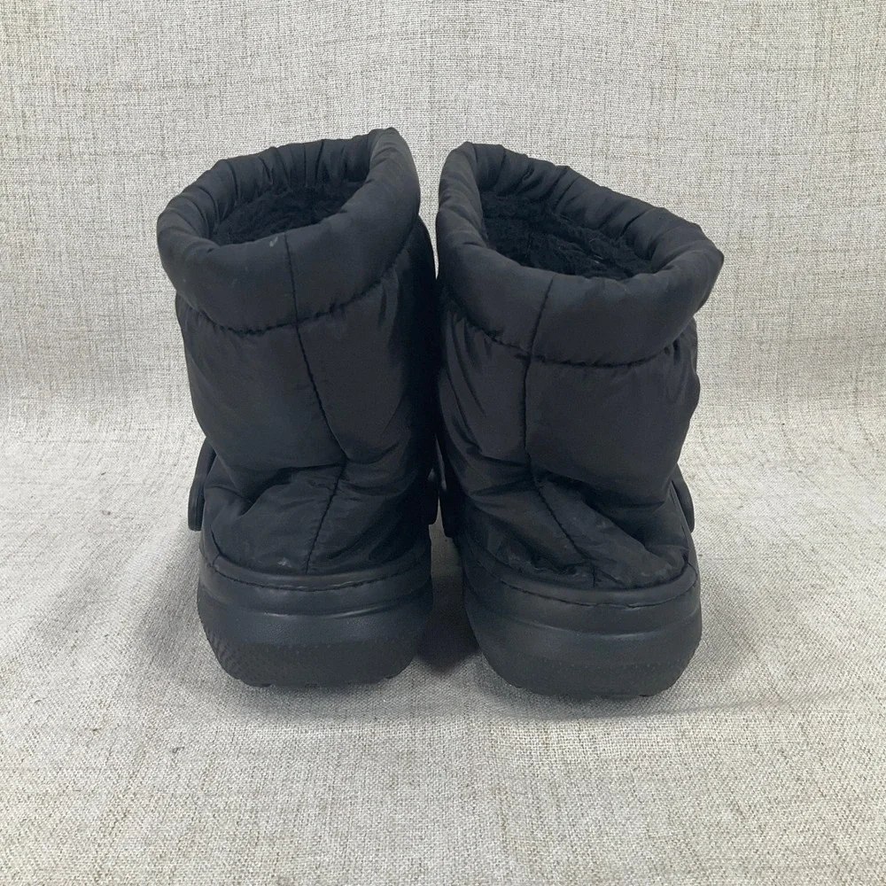 Crocs Classic Lined Neo Puff Boots Mens 9 Womens 11‎ Black Faux Fur